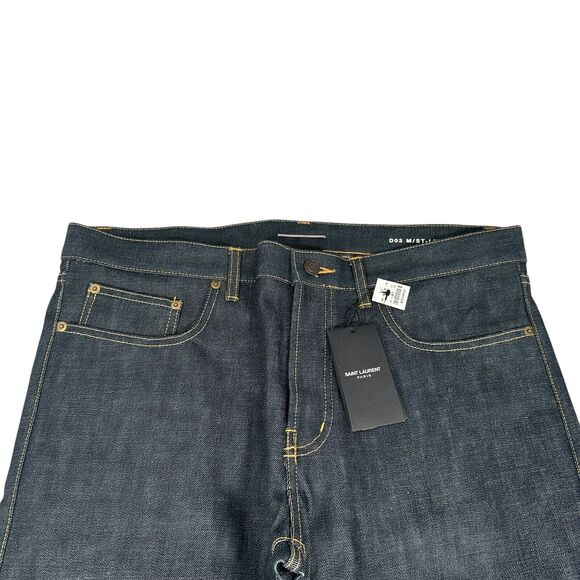 Yves Saint Laurent Paris Jeans D03 M/ST-LW Mens 36 YSL Dark Blue Denim Japan New - Picture 3 of 16